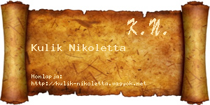 Kulik Nikoletta névjegykártya